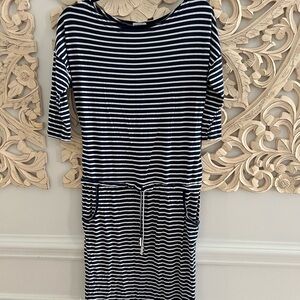 Navy and White Striped Dress